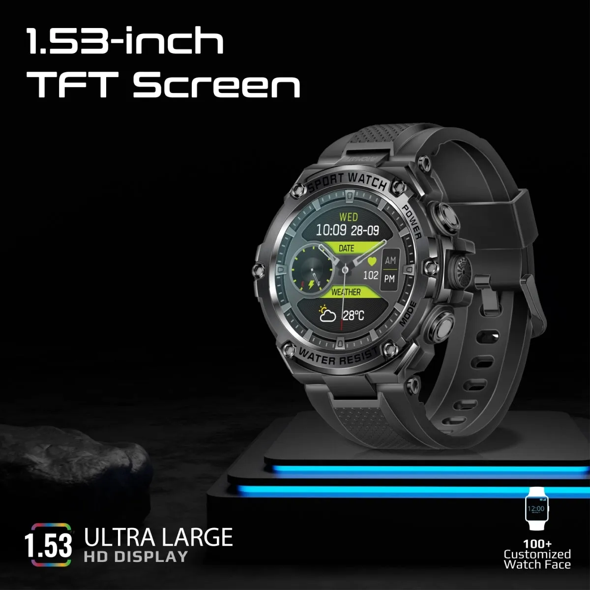 1.53" Round Screen Fitness Tracker Smartwatch with BT Calling