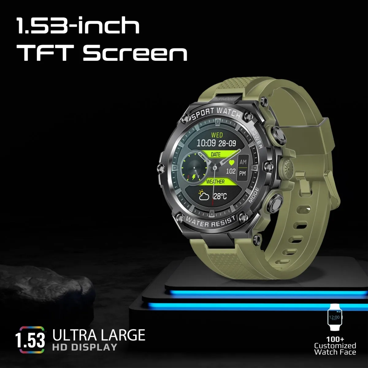 1.53" Round Screen Fitness Tracker Smartwatch with BT Calling