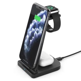 15W Fast Charging Station for iPhone, iWatch, AirPods - Qi Enabled Dock