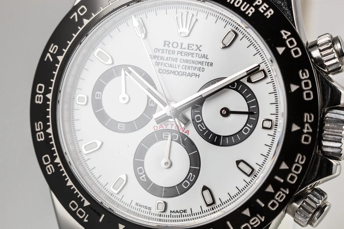 2017 Rolex Daytona 116500 White Dial with Black Ceramic Bezel and Box and Papers