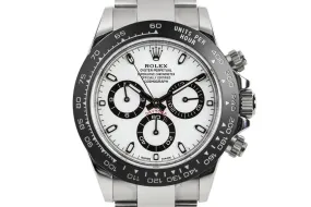 2017 Rolex Daytona 116500 White Dial with Black Ceramic Bezel and Box and Papers