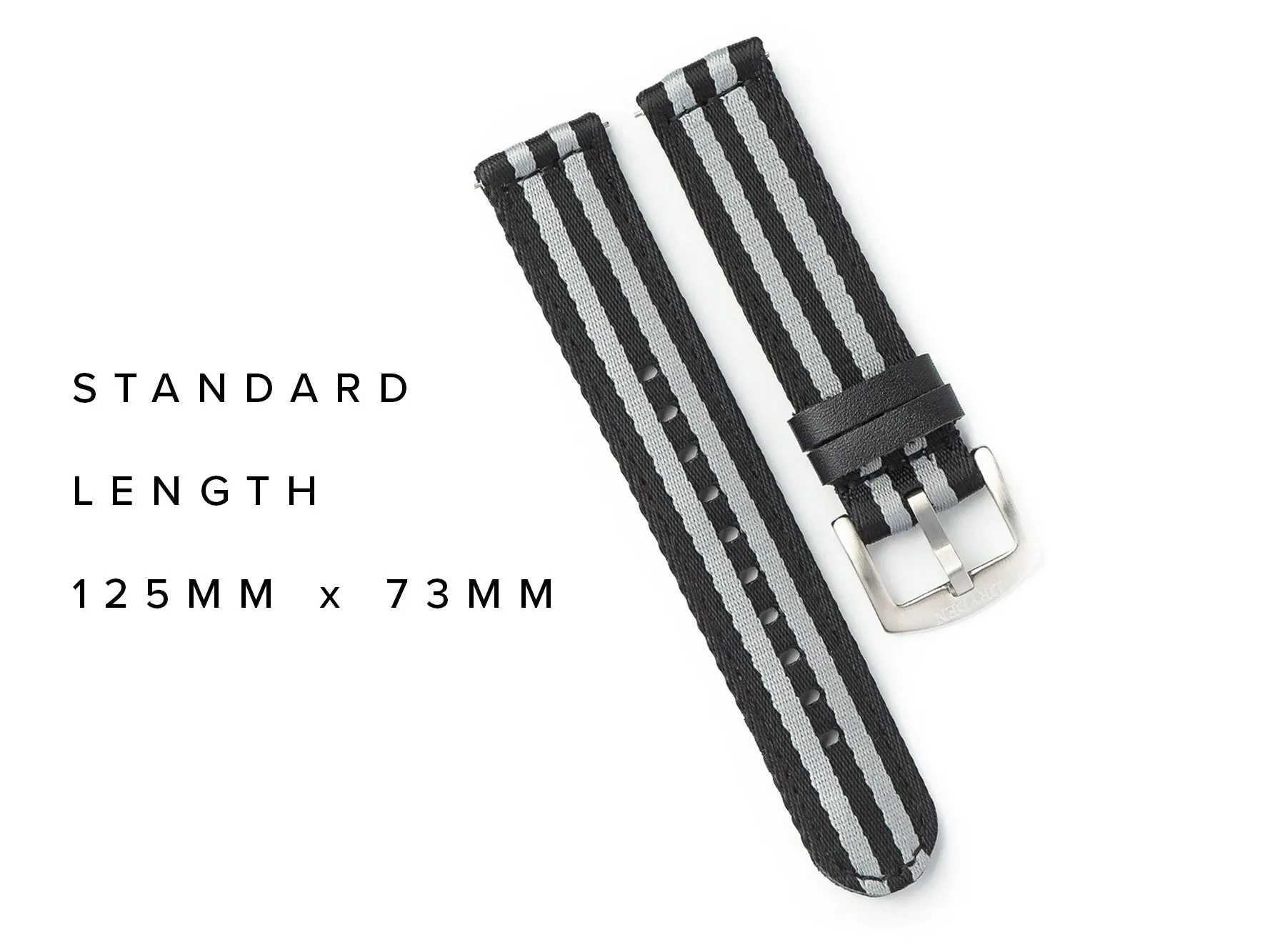 20mm 22mm Quick Release Premium Seat Belt Nylon Watch Strap - Black Grey [James Bond]