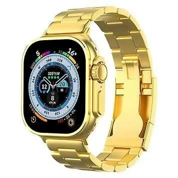 24K Gold Edition Ultra 2 Watch with AMOLED Display, Bluetooth Calling, Sports & Health Tracker, Wireless Charging