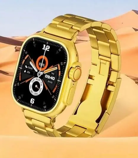 24K Gold Edition Ultra 2 Watch with AMOLED Display, Bluetooth Calling, Sports & Health Tracker, Wireless Charging