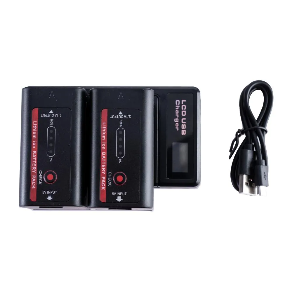 2x Indipro NP-F980 6600mAh Li-Ion Batteries & Indipro NP-F Series Dual Battery Charger Kit