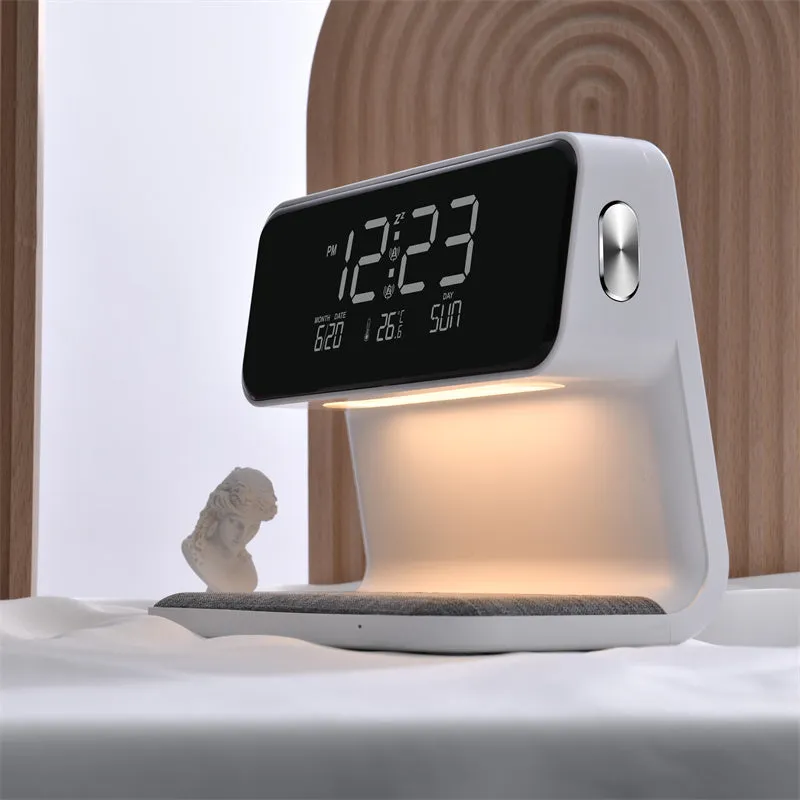 3 In 1 Bedside Lamp / LCD Screen Alarm Clock  Wireless Phone Charger