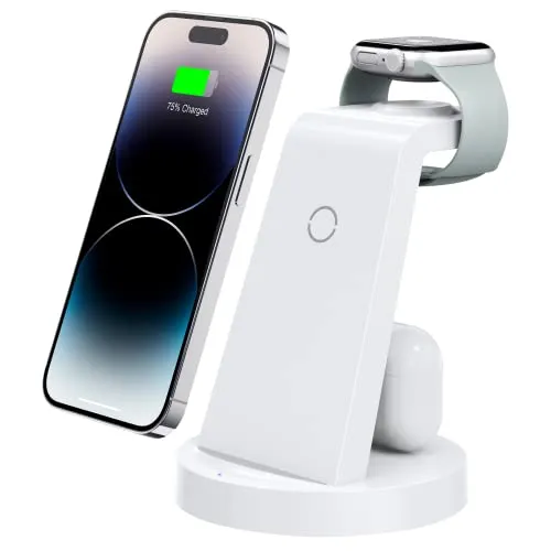 3 in 1 Charging Station for iPhone, Wireless Charger for iPhone 15 14 13 12 11 X Pro Max & Apple Watch - Wireless Charging Station for AirPods 3 Pro