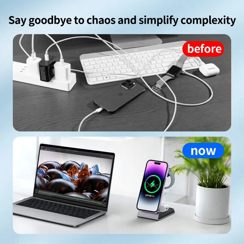 3 in 1 Magnetic Wireless Charger Stand For iPhone iWatch AirPods