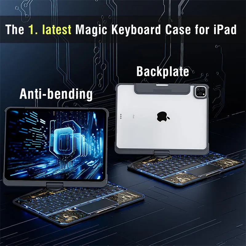 360 Swivel Keyboard Clear Case For IPad Smart Trackpad  office Keyboard Case Cover With Pen Slot