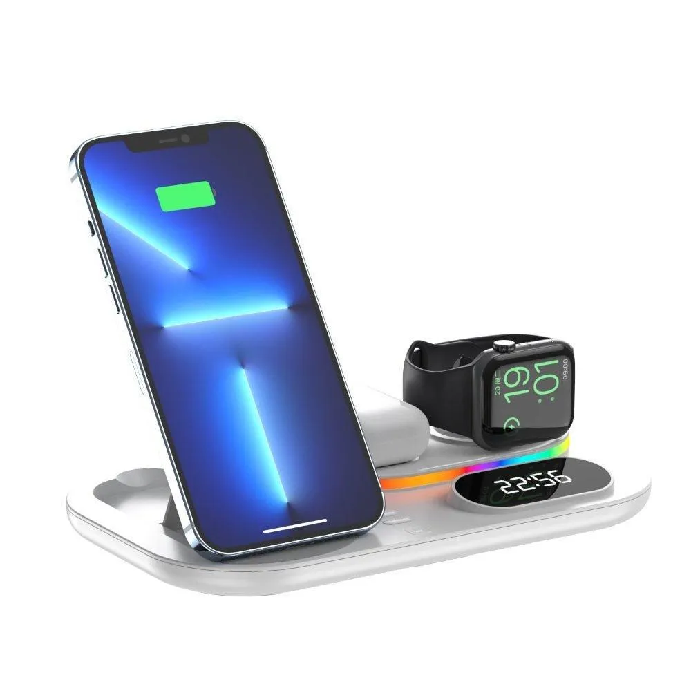 4 in 1 Wireless Charger Stand For iPhone Apple Watch AirPods Pro Samsung S21 Galaxy Watch