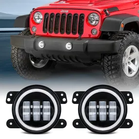 4 inch 30W Cree LED Fog Light & Halo Angel Eyes for 07-18 Jeep Wrangler JK