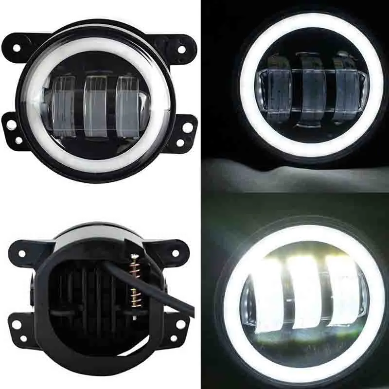 4 inch 30W Cree LED Fog Light & Halo Angel Eyes for 07-18 Jeep Wrangler JK