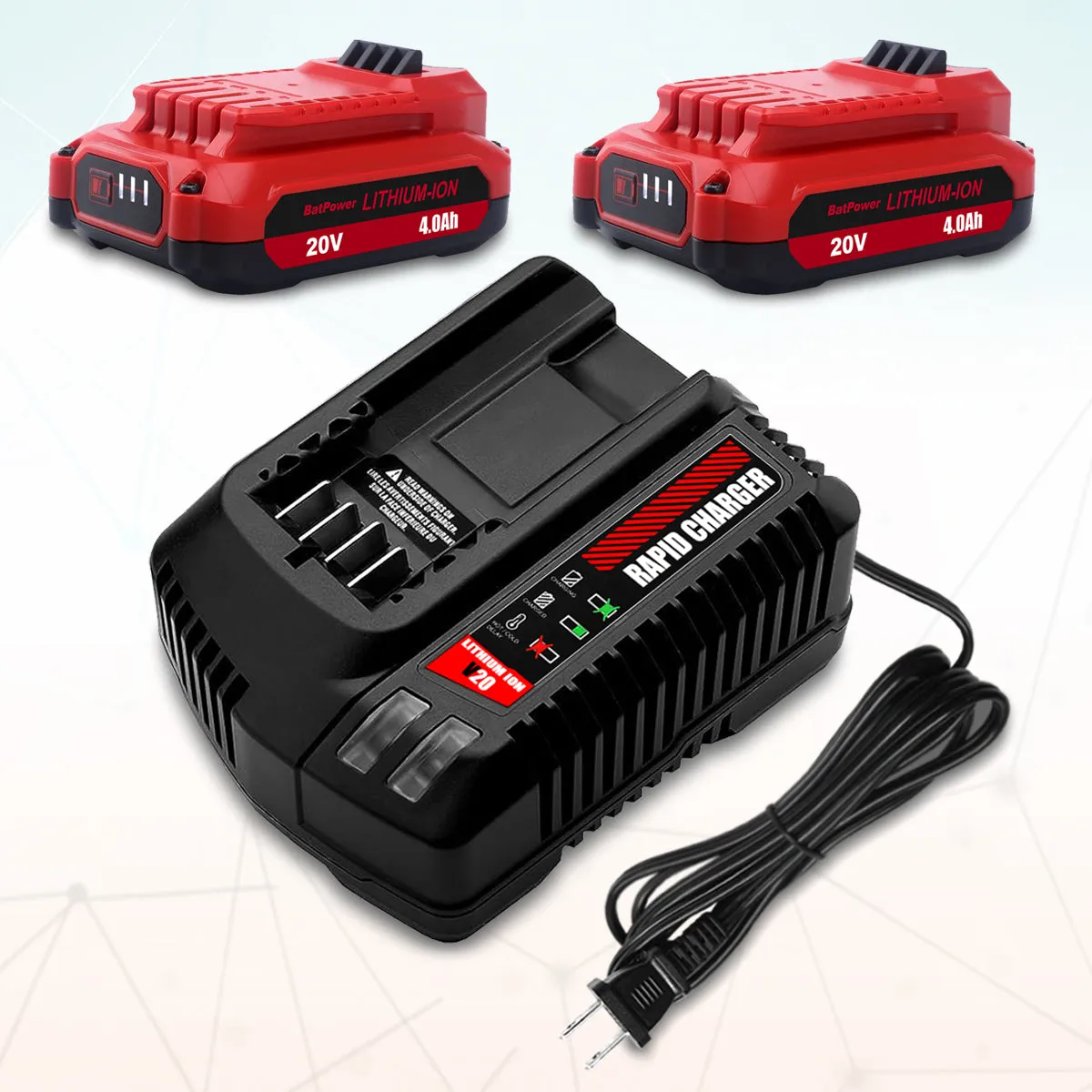 4.0Ah CMCB202 20V V20 Compact Batteries with Charger Combo Replacement for CRAFTSMAN 20V V20 Battery and Charger Kit CMCB104 20V 1.5Ah CMCB201-2 2.0Ah