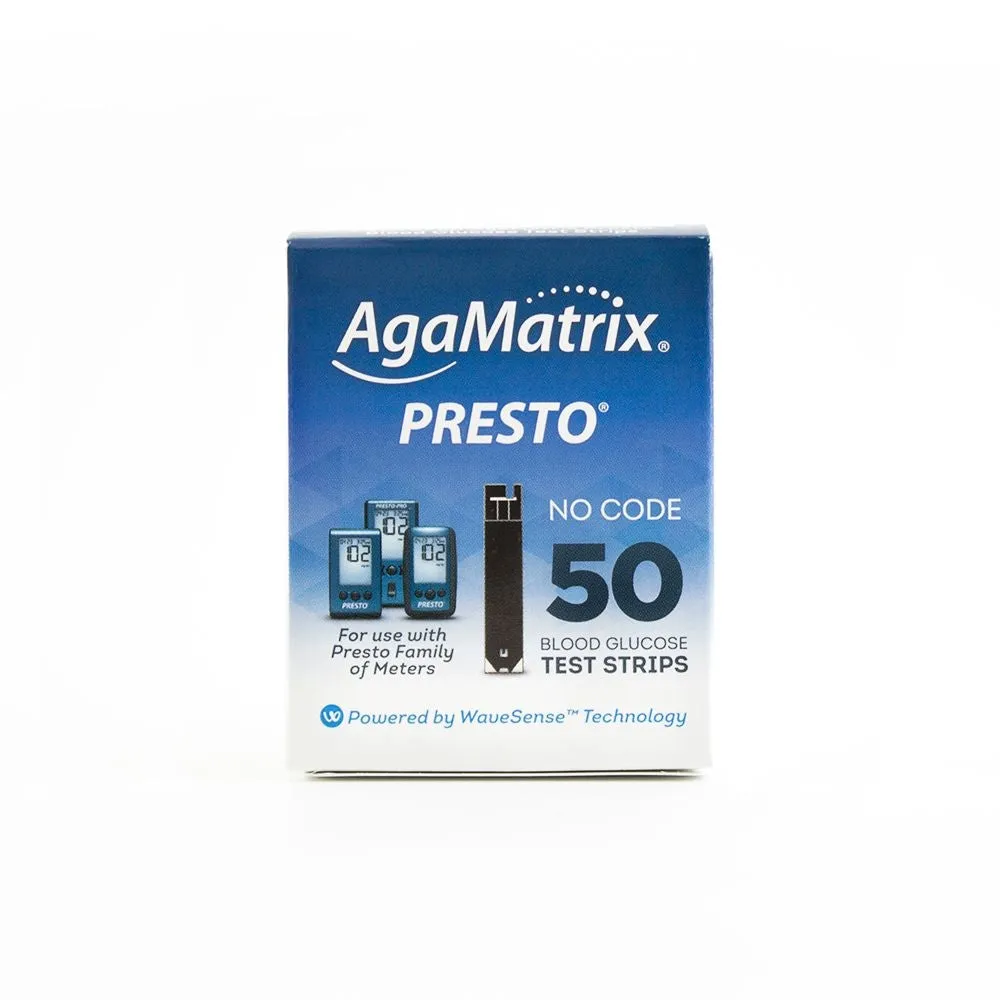 AgaMatrix WaveSense Presto Blood Glucose Test Strips 50ct