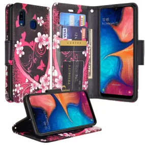 Alcatel 3V (2019) Case, 3V (2019) Wallet Case, Wrist Strap Pu Leather Wallet Case [Kickstand] with ID & Credit Card Slots - Heart Butterflies