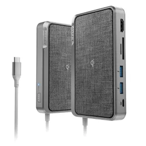 ALOGIC USB-C Dock Wave | ALL-IN-ONE / USB-C Hub with Power Delivery, Power Bank & Wireless Charger - Space Grey