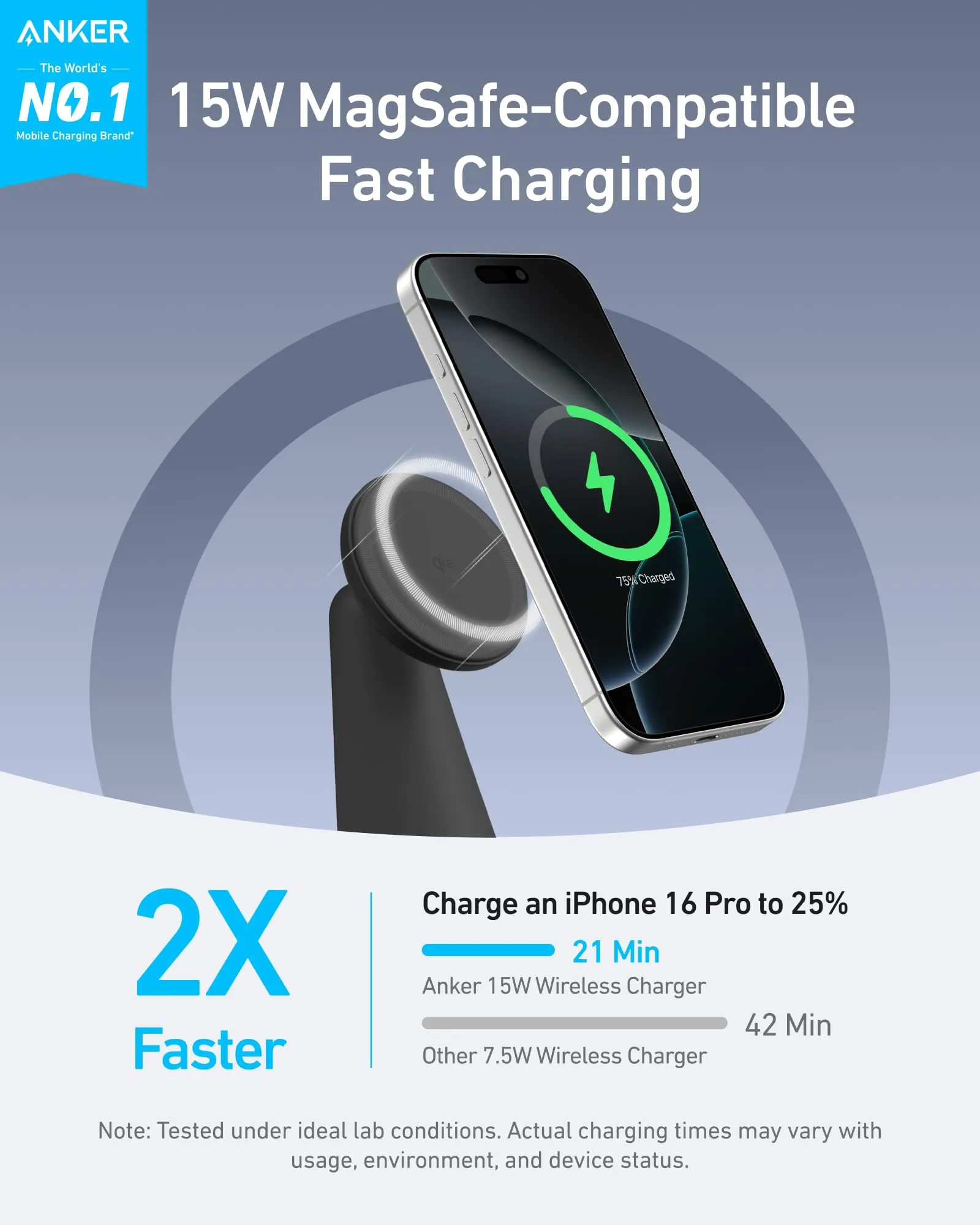 Anker MagGo Wireless Charger (2-in-1, Dock Stand) with USB-C Cable BOA