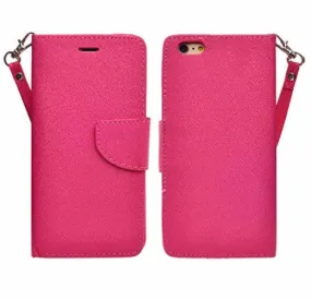 Apple iPhone 6s / 6 Case, Wrist Strap Pu Leather Wallet Case with ID & Card Slots for Iphone 6S/6 - Hot Pink