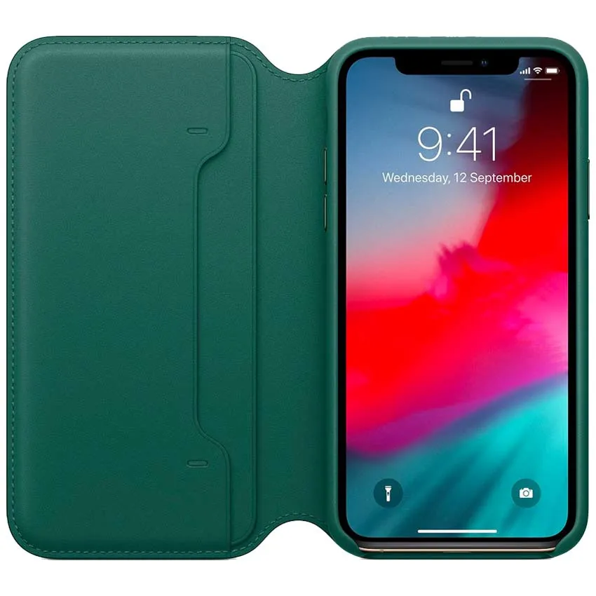 Apple iPhone XS Max Leather Folio Case Forest Green