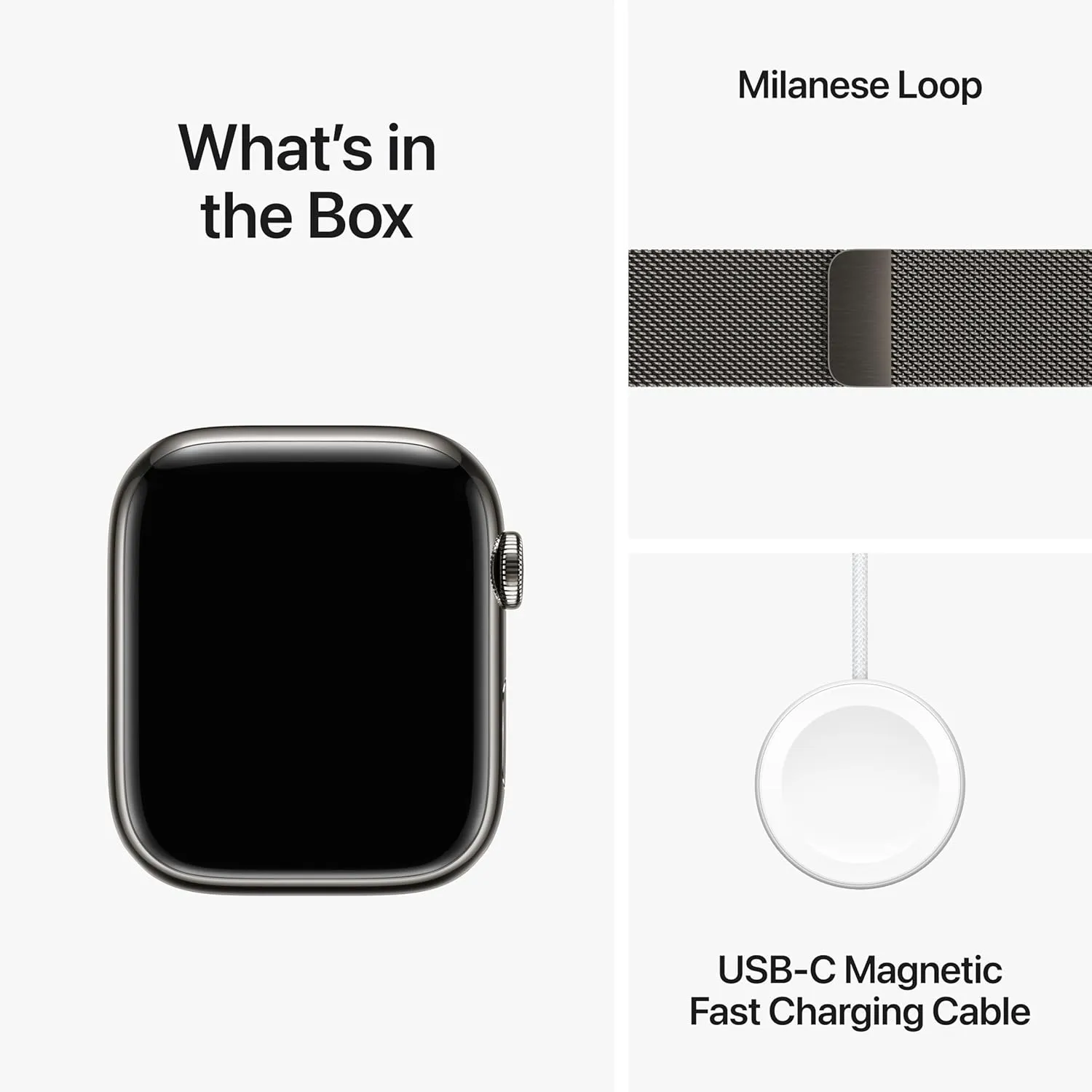 Apple Watch Series 9 45MMGPS   Cellular Graphite Stainless Steel Case with Graphite Milanese Loop