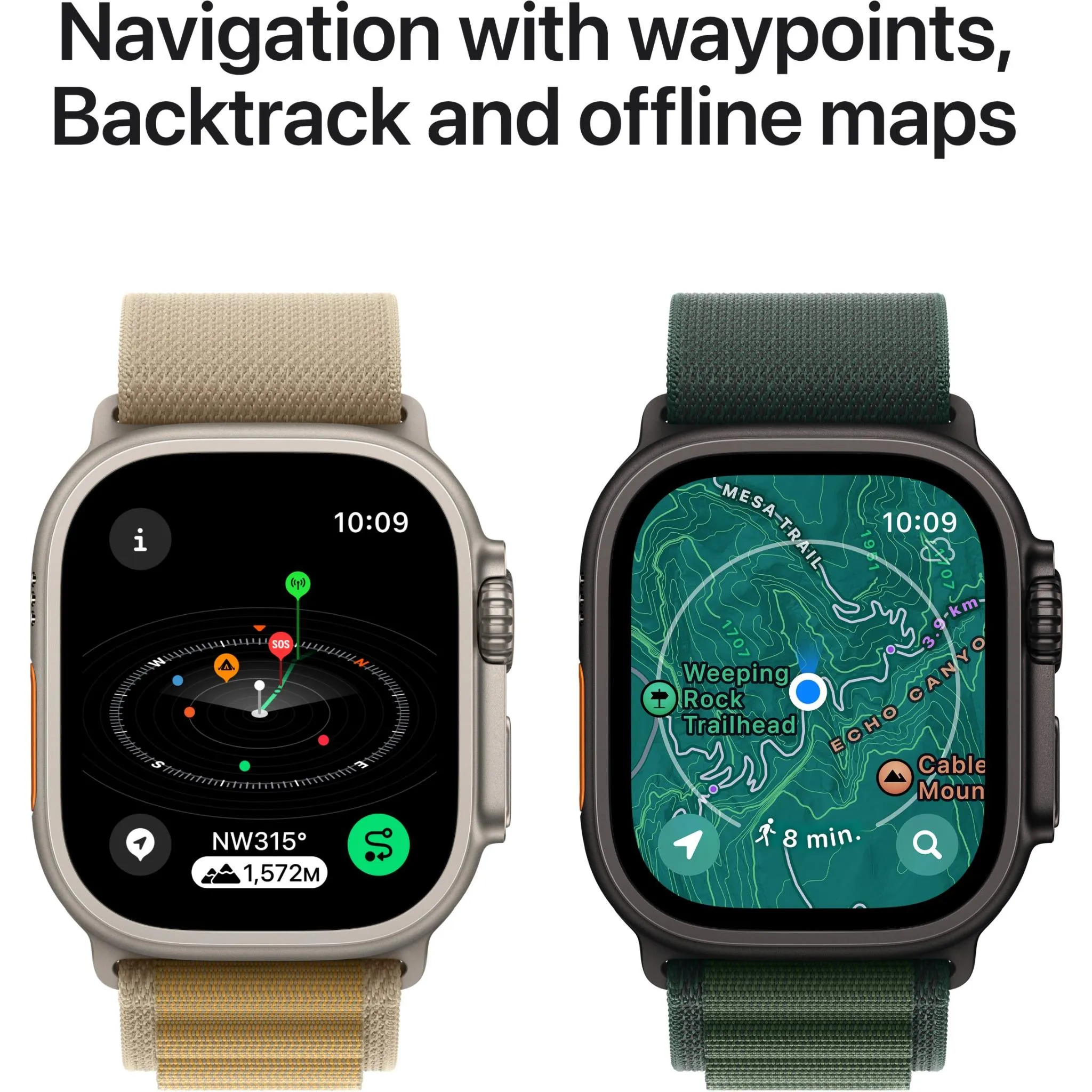 Apple Watch Ultra 2  49mm Black Titanium Case GPS   Cellular Alpine Loop (Dark Green) [Small]