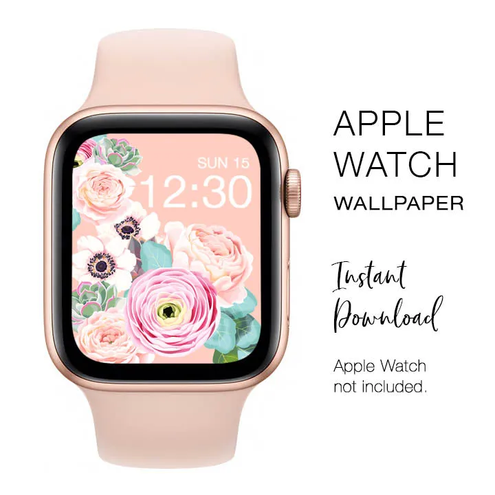 Apple Watch WALLPAPER - Colorful Flowers 01 - Instant Download - Watch Background Apple Watch face design