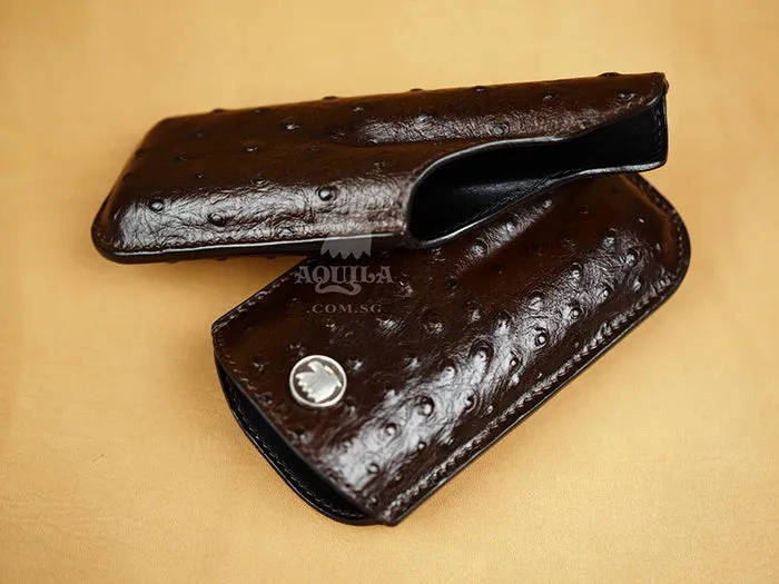 Aquila ostrich skin Leather Cigar Case