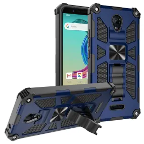 AT&T Fusion Z / Motivate Case [Military Grade] Ring Car Mount Kickstand Hybrid Hard PC Soft TPU Shockproof Protective Case - Blue