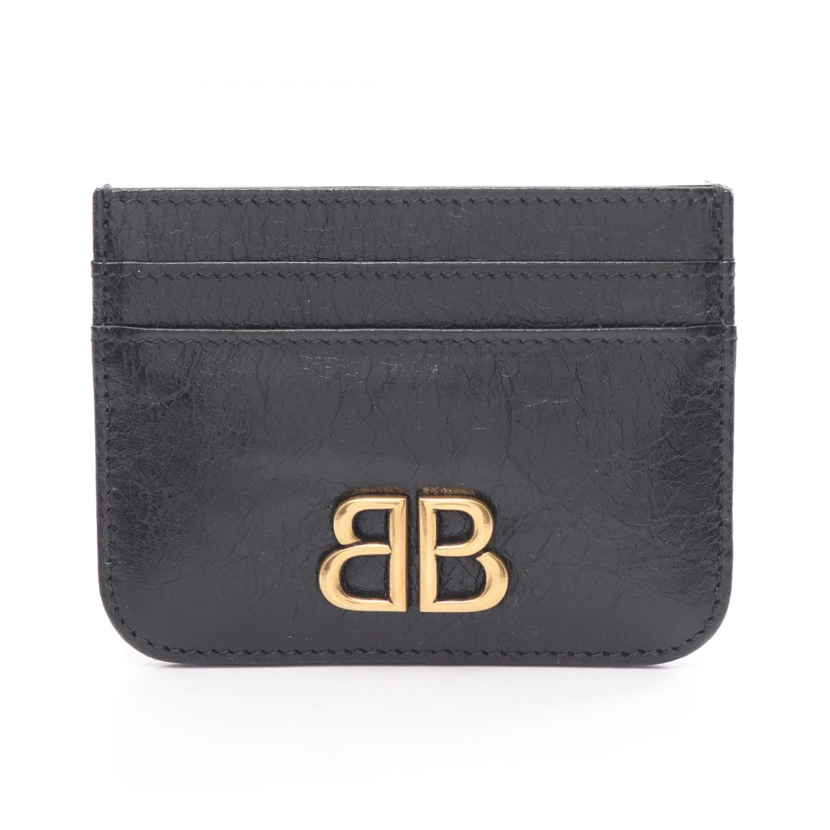 Balenciaga Monaco Leather Card Case Black