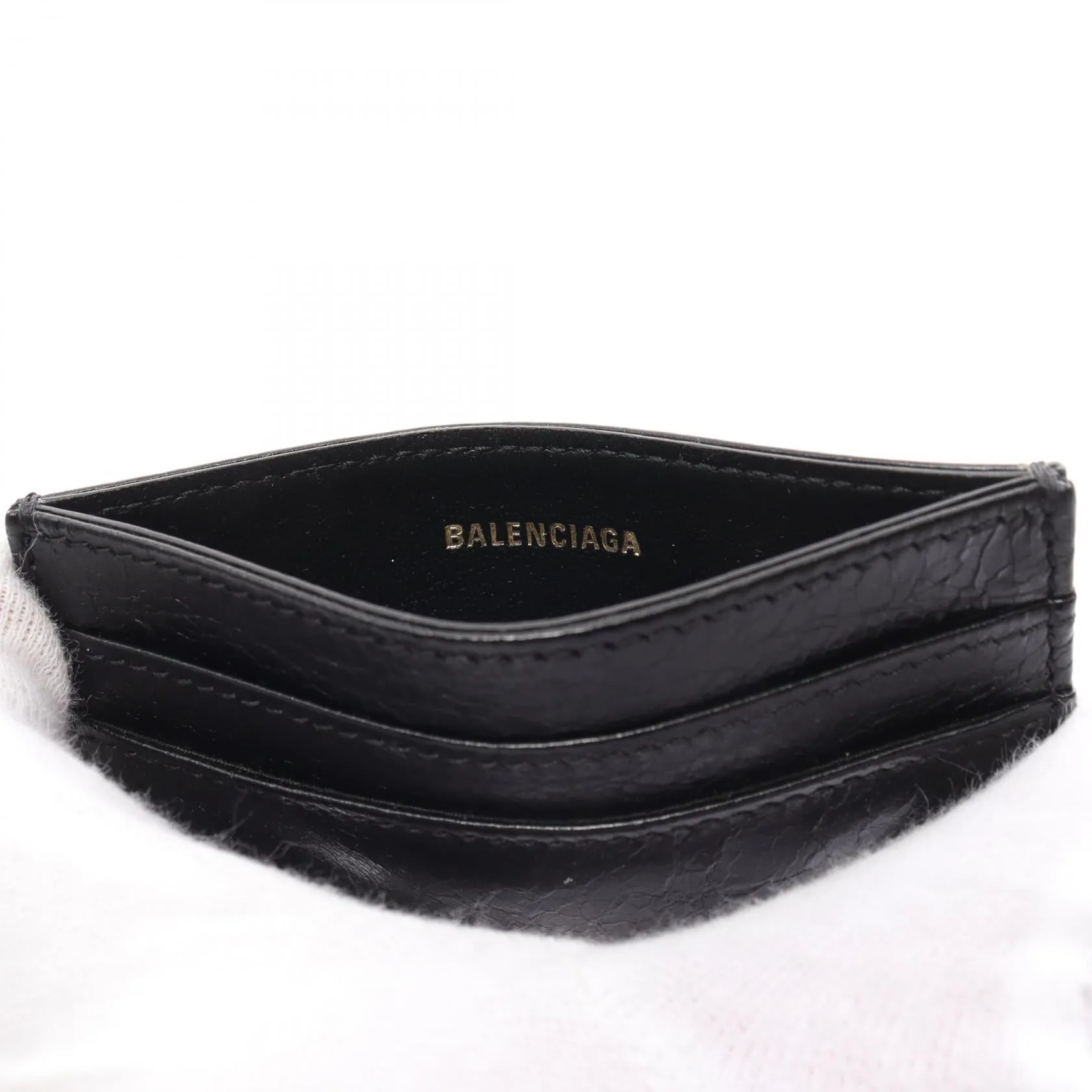 Balenciaga Monaco Leather Card Case Black