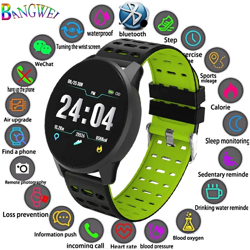 BANGWEI 2019 New Smart health watch Blood Pressure Heart Rate Sport Mode Smart Watch Men Women fitness watch waterproof clock