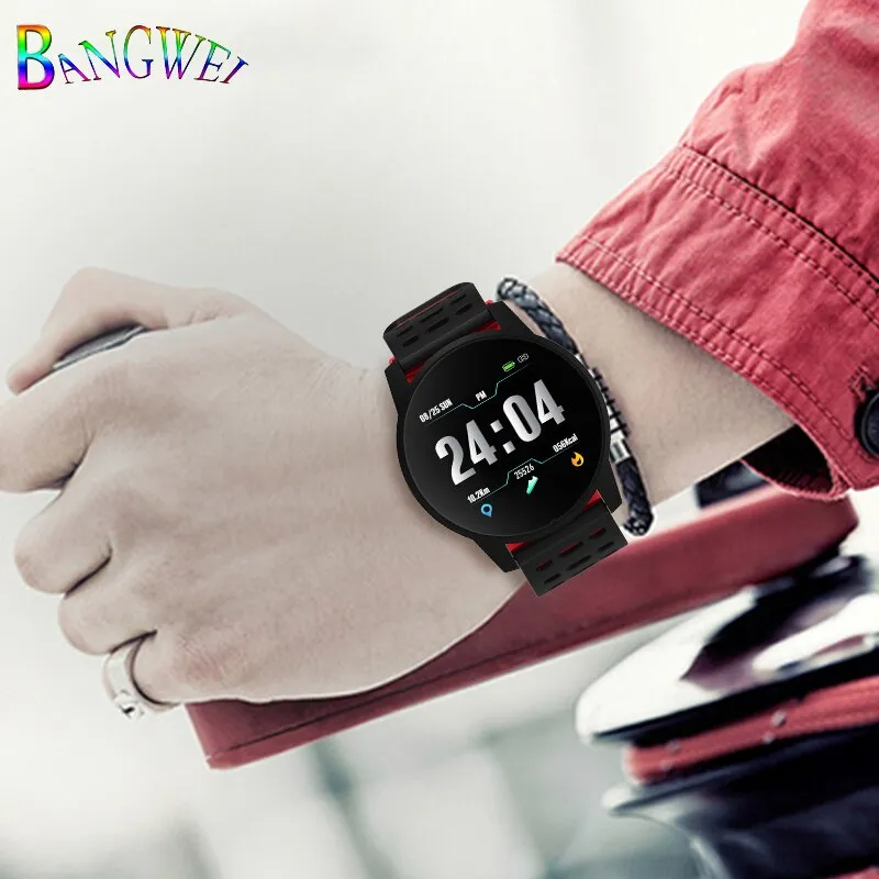 BANGWEI 2019 New Smart health watch Blood Pressure Heart Rate Sport Mode Smart Watch Men Women fitness watch waterproof clock