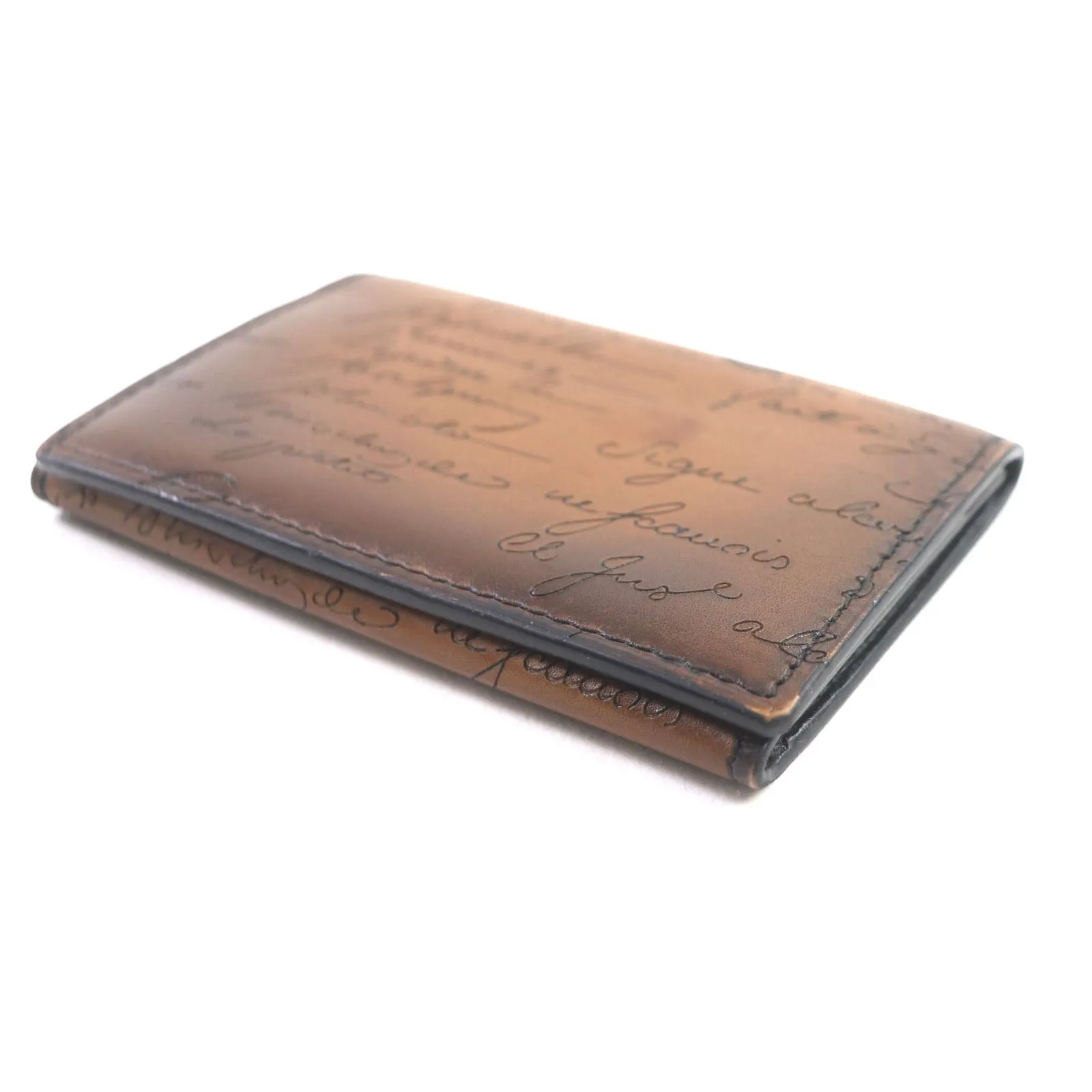 Berluti Scritto Leather Card Case Brown