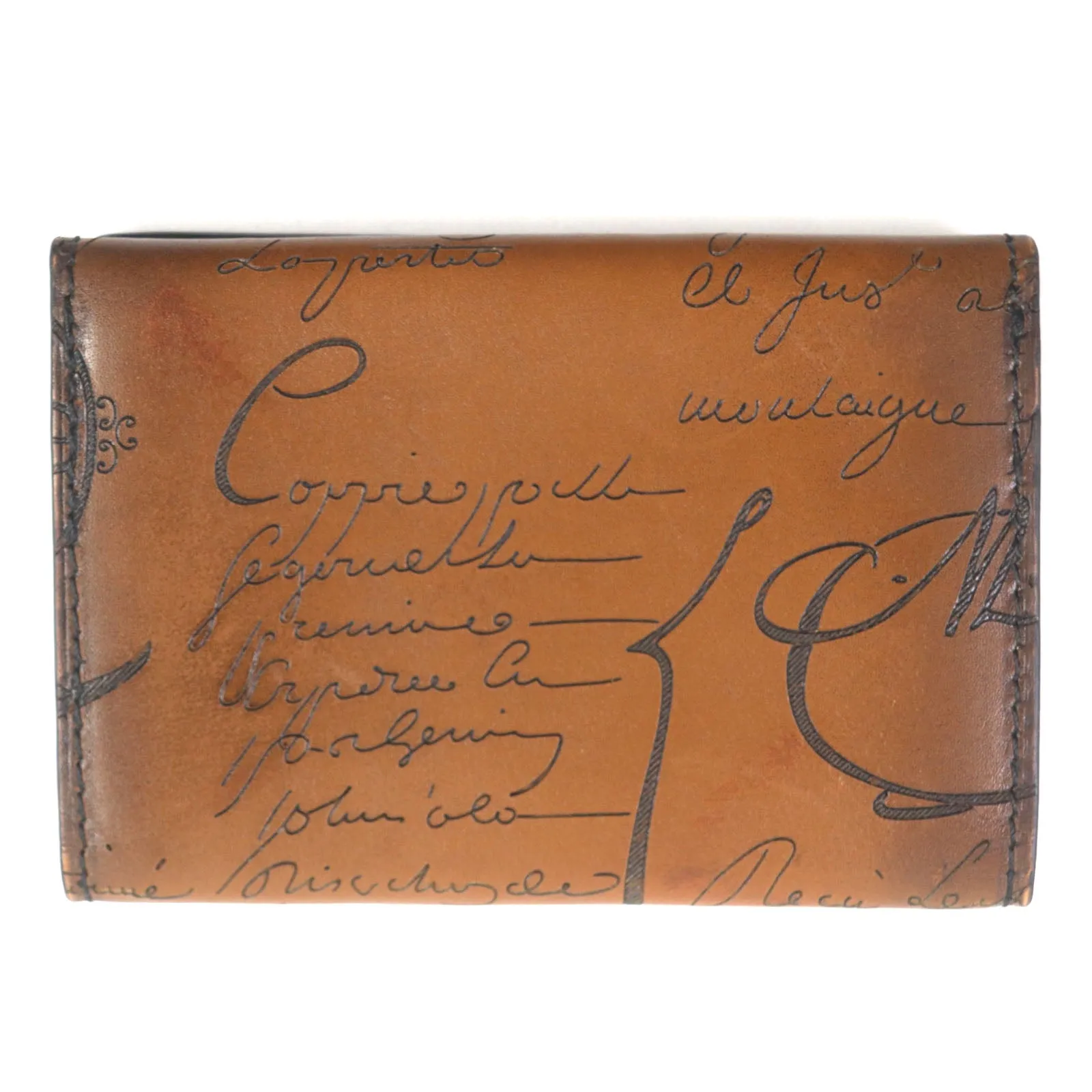 Berluti Scritto Leather Card Case Brown