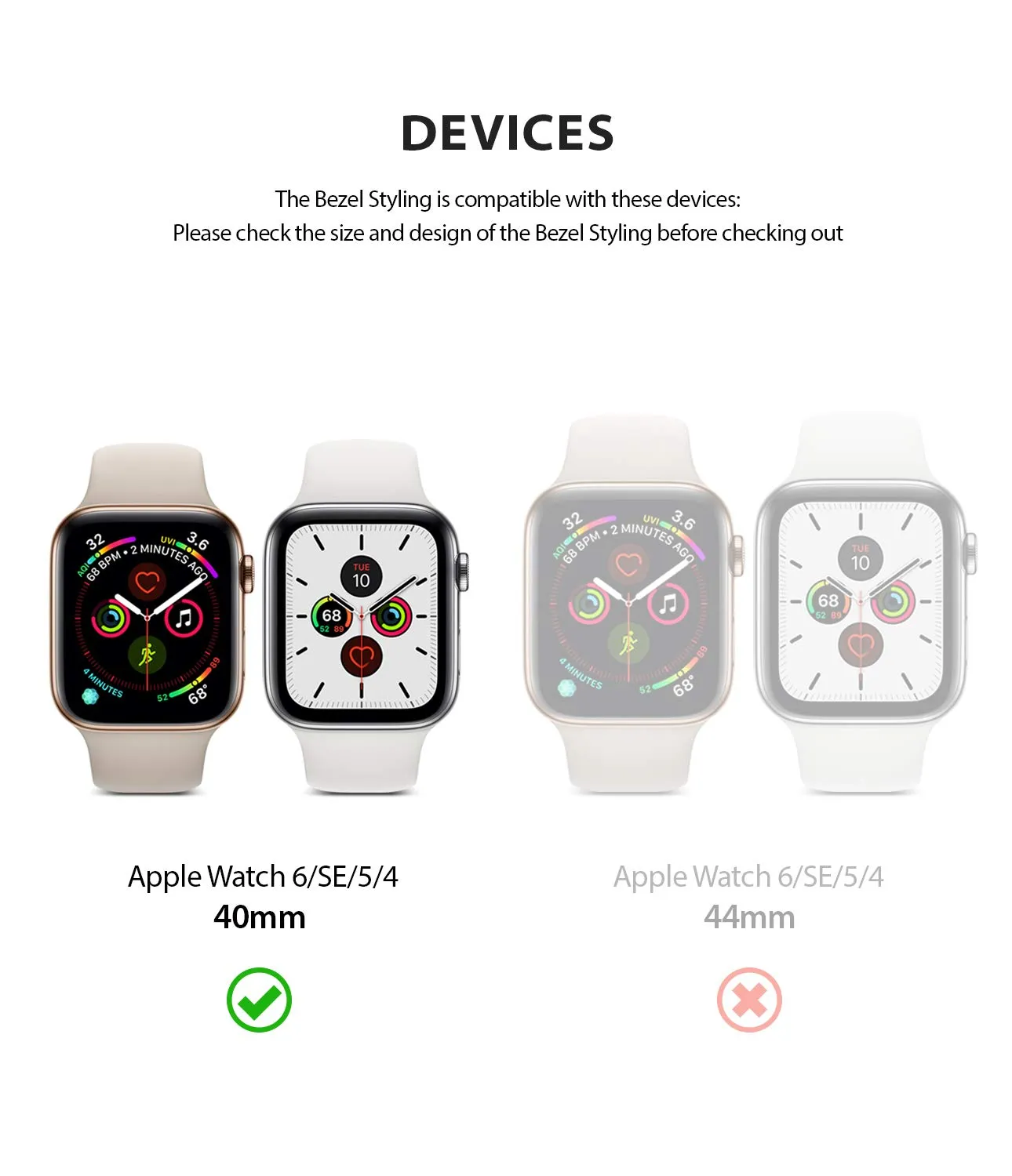 Bezel Styling for Apple Watch 40mm for Series 4 (2018) (AW4-40-08)  -  [Stainless Steel] Neon Chrome