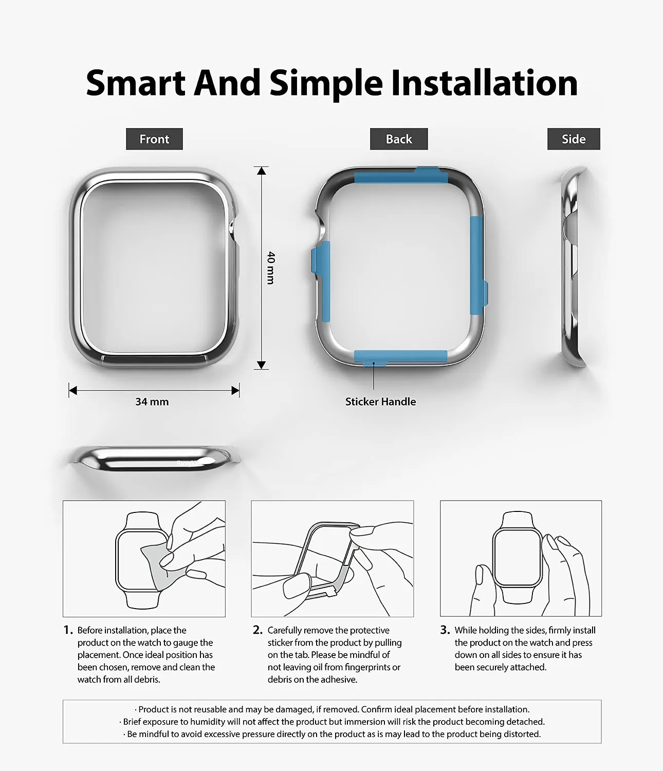 Bezel Styling for Apple Watch 40mm for Series 4 / 5 / 6 / SE - 40 (ST) - Silver