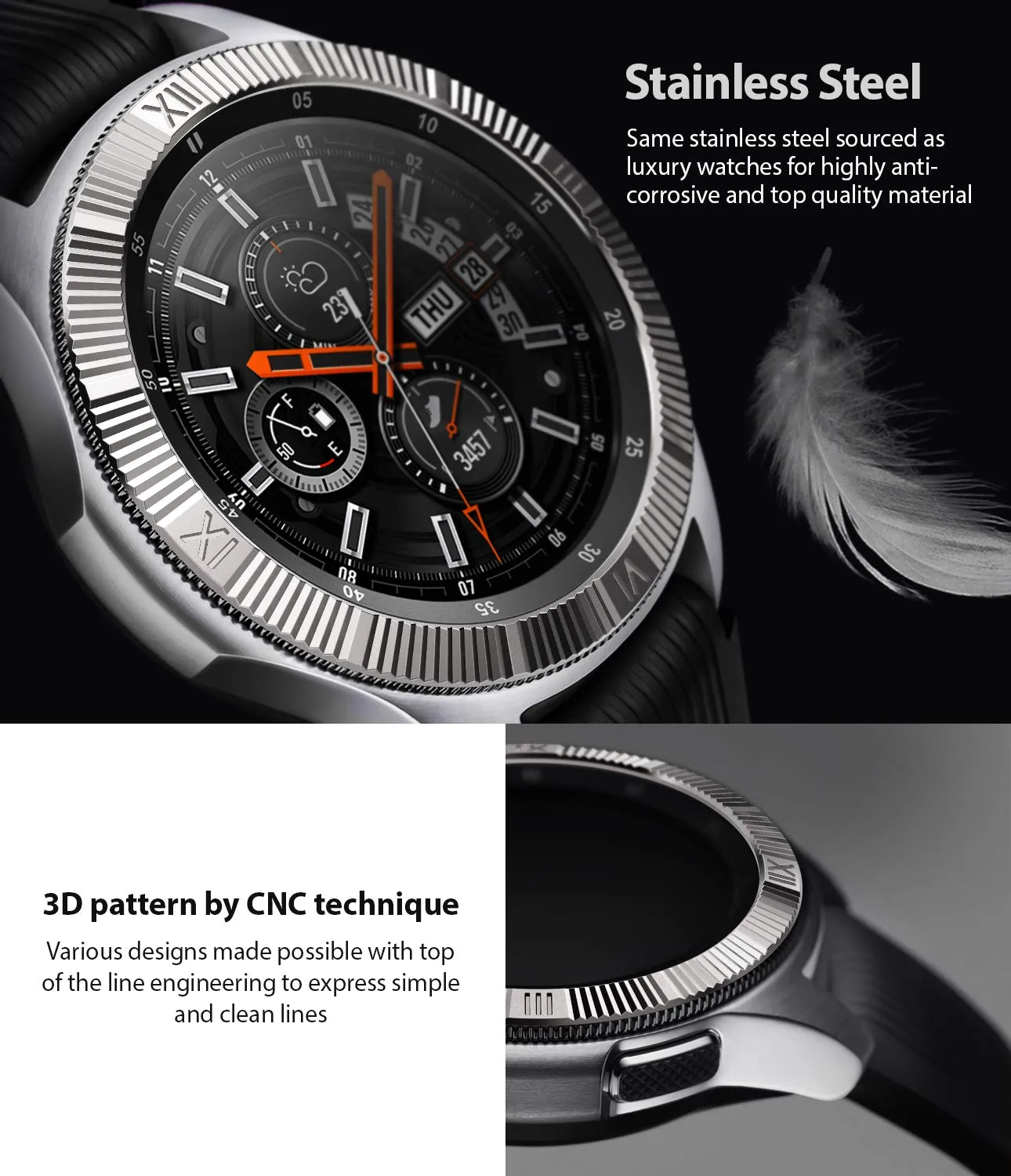 Bezel Styling for Galaxy Watch 46mm / Galaxy Gear S3 Frontier - GW-46-14 [Stainless Steel]