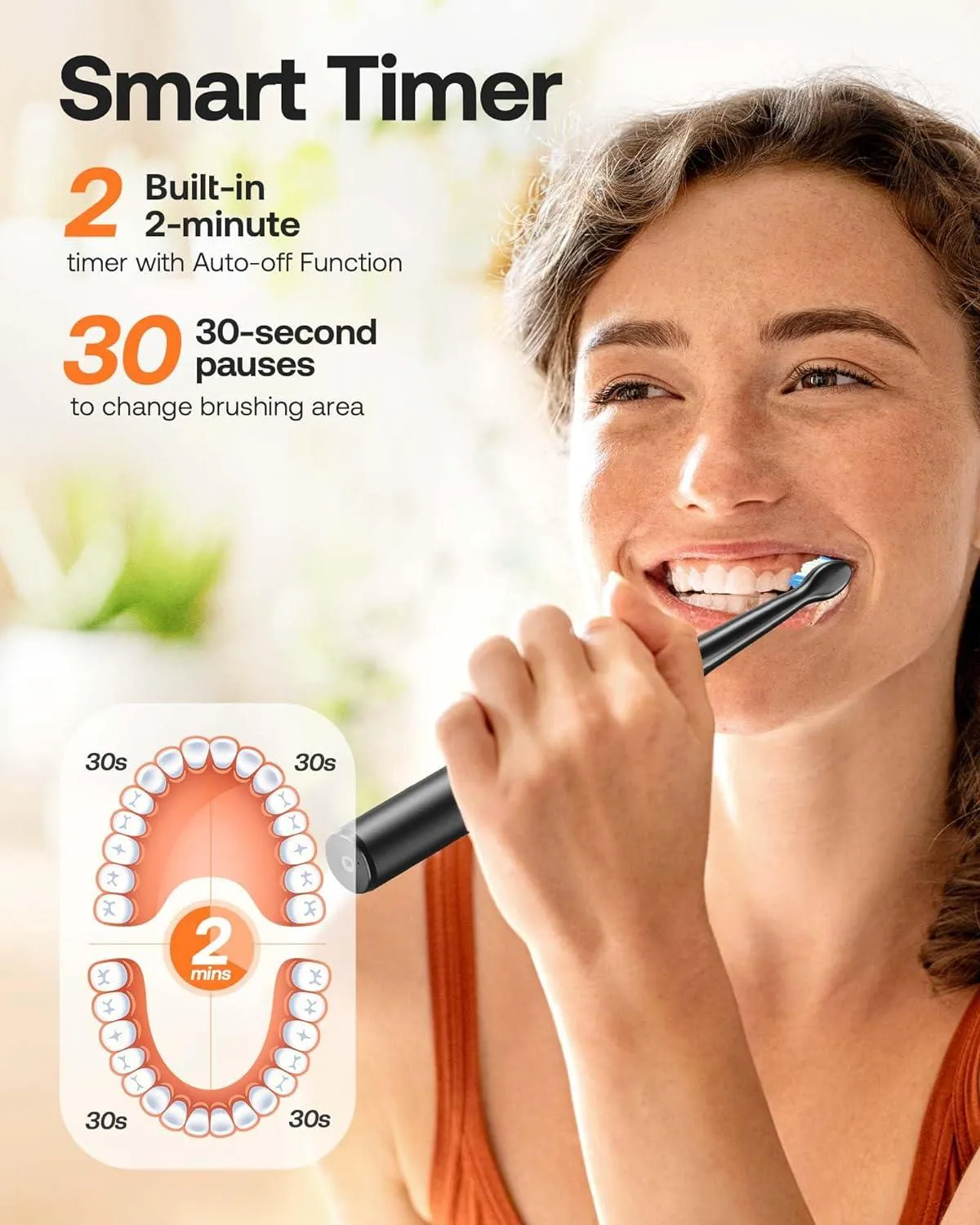 Bitvae D2 Ultrasonic Electric Toothbrush for Adults and Kids with 8 Brush Heads, ADA Accepted Power Rechargeable Toothbrush with 5 Modes, Smart Timer