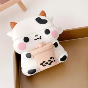 Boba Milk Cow Earphone Case Earbuds Case Cover Accessories for Airpods 1/2/3/Pro