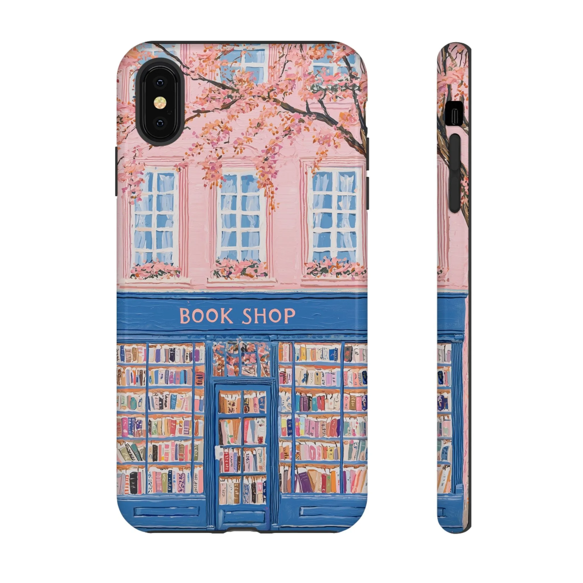 Book Shop Tough Phone Case, Reading Pink Floral iPhone 16 15 14 13 Pro Max 12 11 8 Plus X XR XS Galaxy S24 S23 S22 S21 Google Pixel Cover