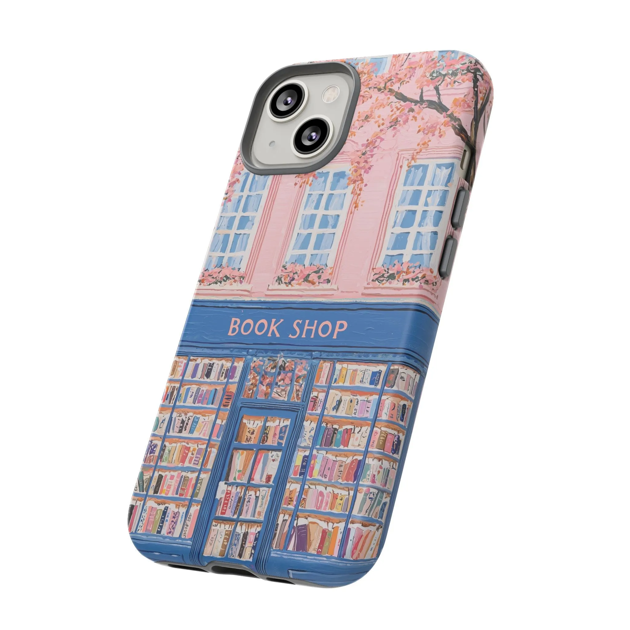 Book Shop Tough Phone Case, Reading Pink Floral iPhone 16 15 14 13 Pro Max 12 11 8 Plus X XR XS Galaxy S24 S23 S22 S21 Google Pixel Cover