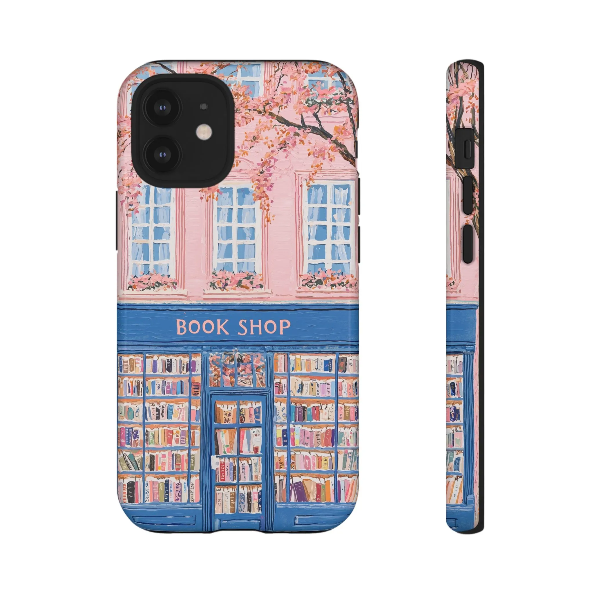 Book Shop Tough Phone Case, Reading Pink Floral iPhone 16 15 14 13 Pro Max 12 11 8 Plus X XR XS Galaxy S24 S23 S22 S21 Google Pixel Cover