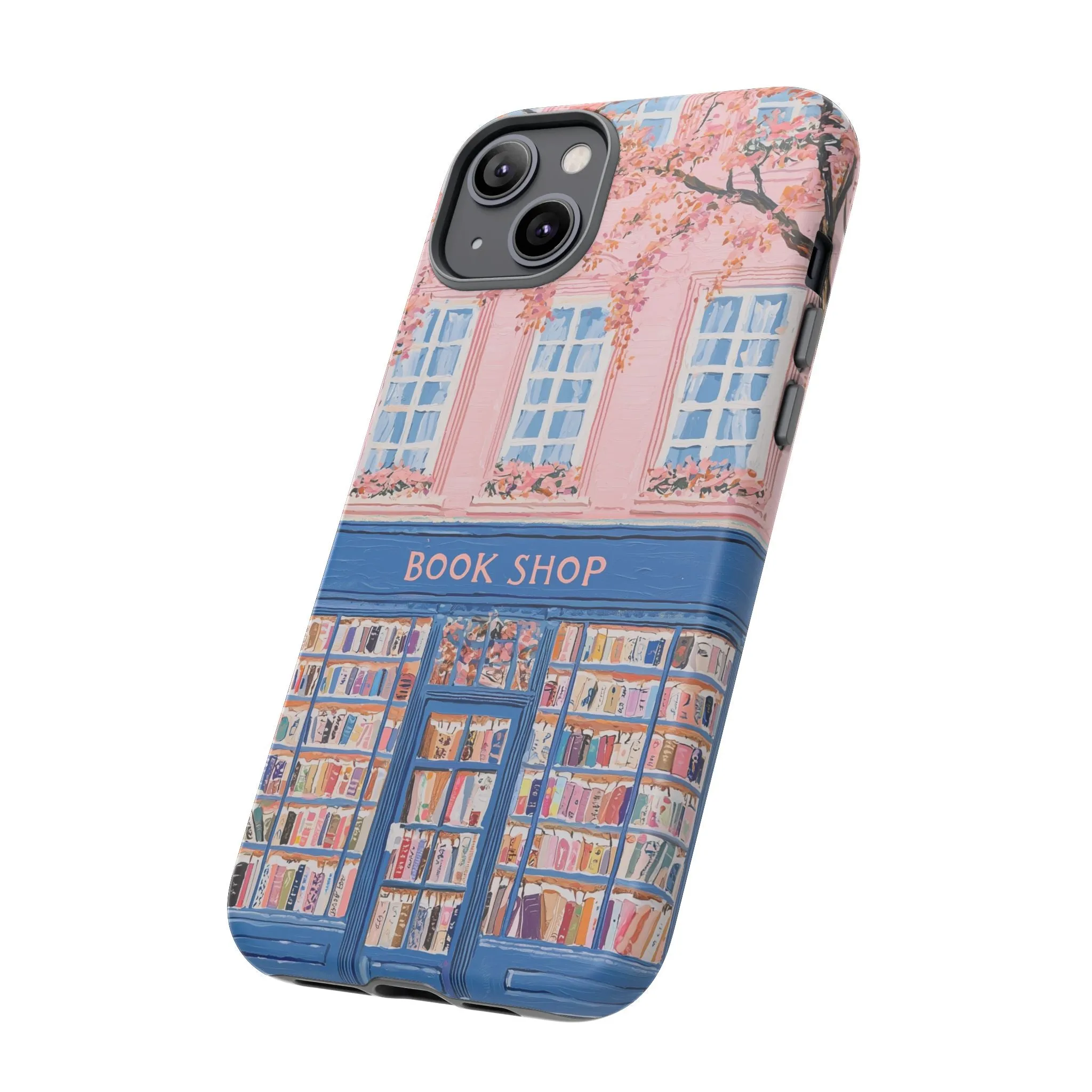 Book Shop Tough Phone Case, Reading Pink Floral iPhone 16 15 14 13 Pro Max 12 11 8 Plus X XR XS Galaxy S24 S23 S22 S21 Google Pixel Cover