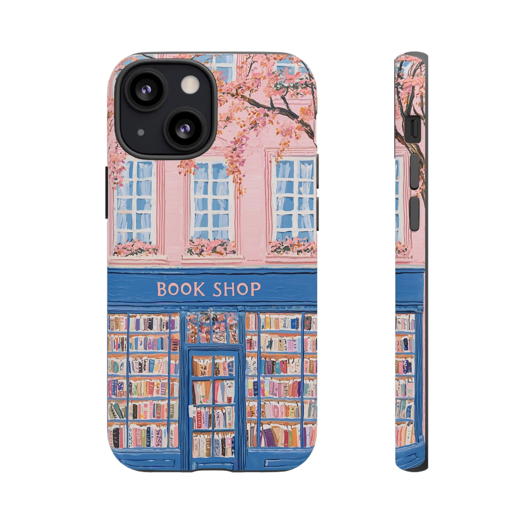 Book Shop Tough Phone Case, Reading Pink Floral iPhone 16 15 14 13 Pro Max 12 11 8 Plus X XR XS Galaxy S24 S23 S22 S21 Google Pixel Cover