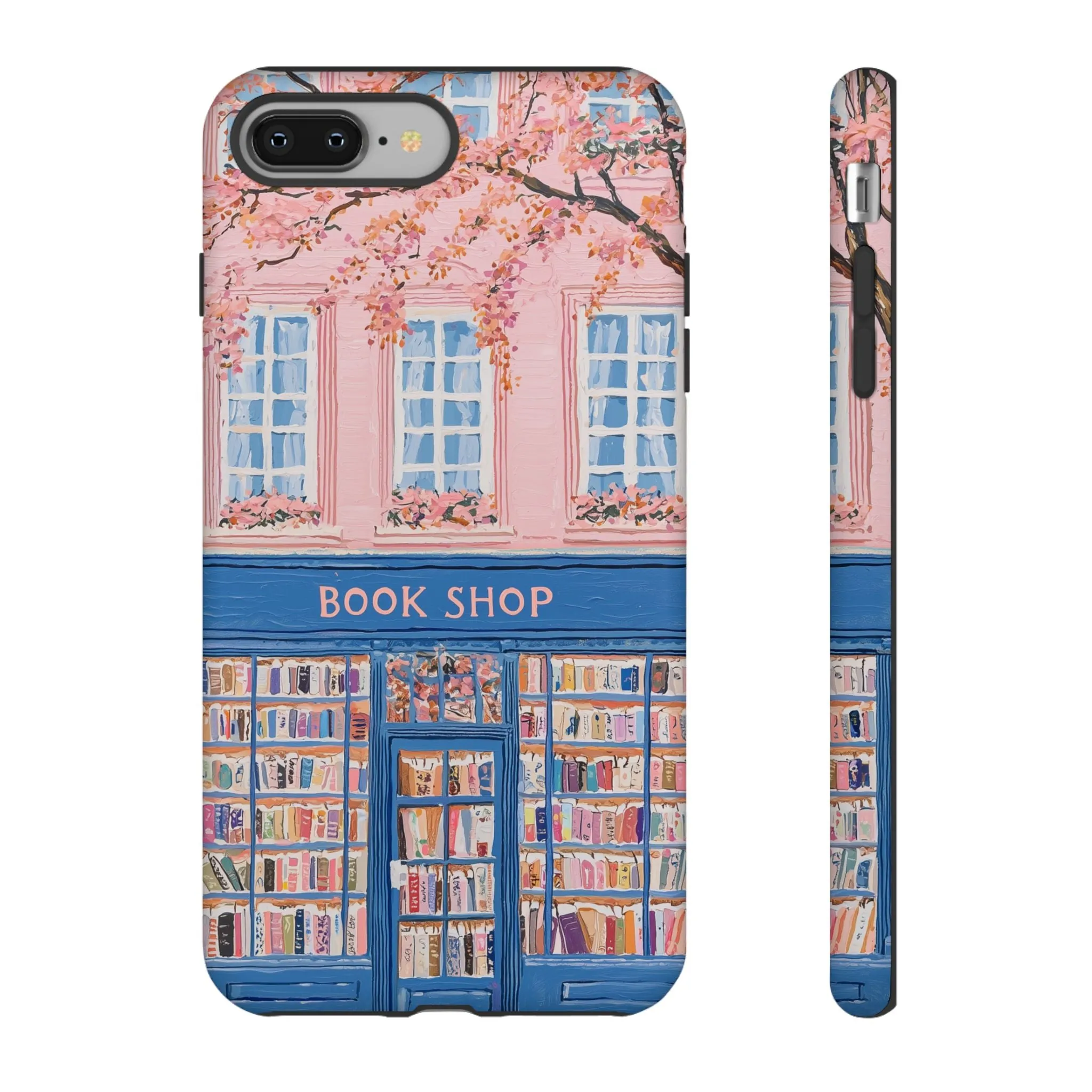 Book Shop Tough Phone Case, Reading Pink Floral iPhone 16 15 14 13 Pro Max 12 11 8 Plus X XR XS Galaxy S24 S23 S22 S21 Google Pixel Cover