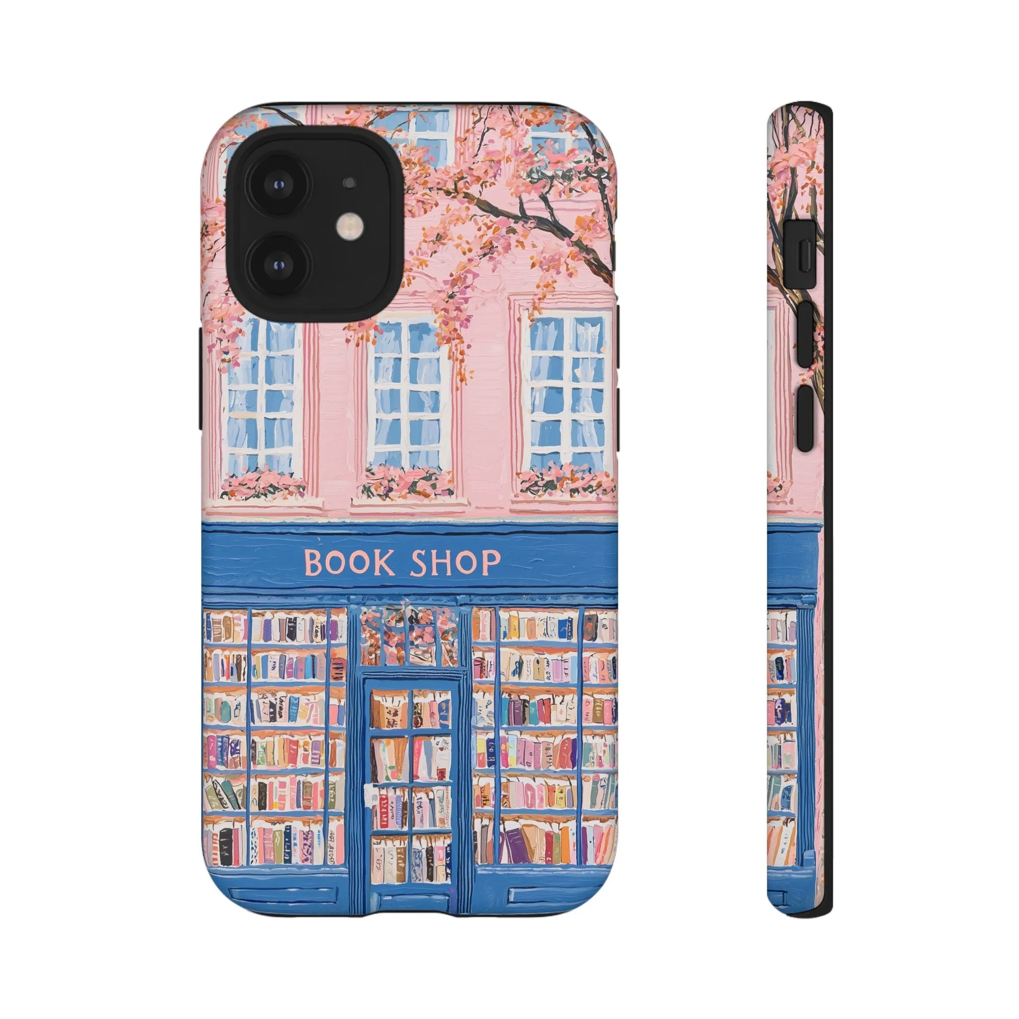 Book Shop Tough Phone Case, Reading Pink Floral iPhone 16 15 14 13 Pro Max 12 11 8 Plus X XR XS Galaxy S24 S23 S22 S21 Google Pixel Cover