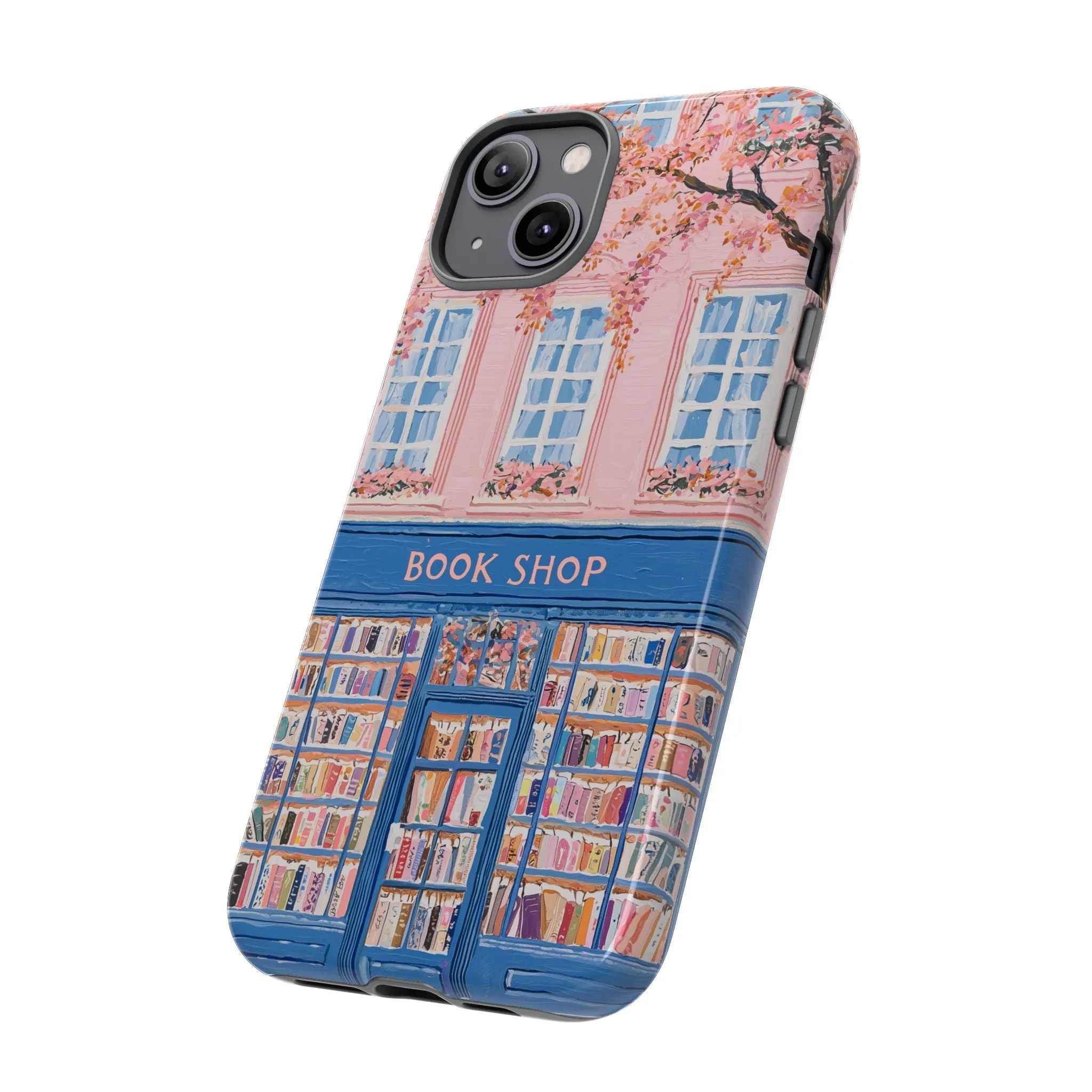 Book Shop Tough Phone Case, Reading Pink Floral iPhone 16 15 14 13 Pro Max 12 11 8 Plus X XR XS Galaxy S24 S23 S22 S21 Google Pixel Cover