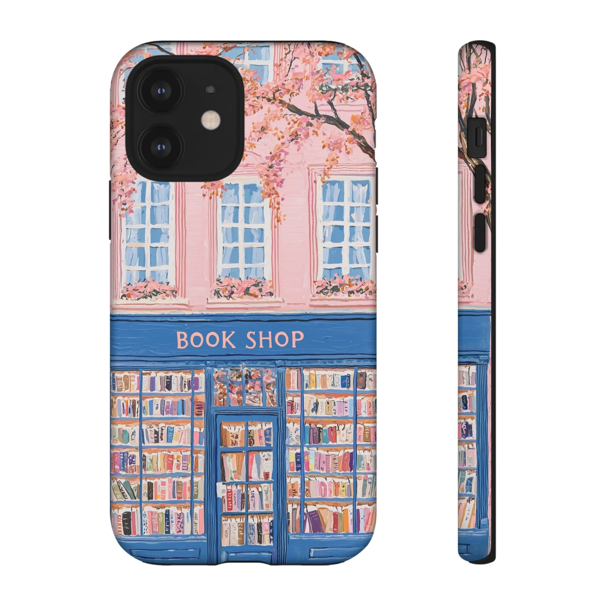 Book Shop Tough Phone Case, Reading Pink Floral iPhone 16 15 14 13 Pro Max 12 11 8 Plus X XR XS Galaxy S24 S23 S22 S21 Google Pixel Cover