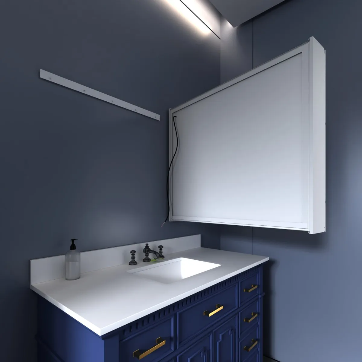 Boost-M2 24" W x 32" H LED Lighted Bathroom Medicine Cabinet with Mirror and Clock, Right Hinge