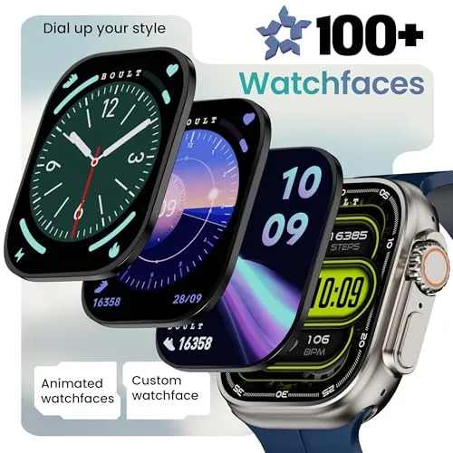 Boult Newly Launched Crown Pro Smart Watch 2.01'' AMOLED, BT Calling, Working Crown, AOD, Zinc Alloy Frame, 650 Nits Brightness, AI Voice Assistant, SpO2 Monitoring, 120  Sports Mode (Skyline Blue)